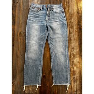 Madewell The Perfect Vintage Jeans Size 27 Distresses Raw Hem Medium Light